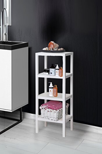 EWs 4 Tier White Shelf Bookcase & Bathroom Organizer 100 cm