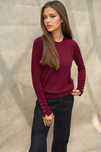 Hiccup Button Detailed Round Neck Knitted Sweater