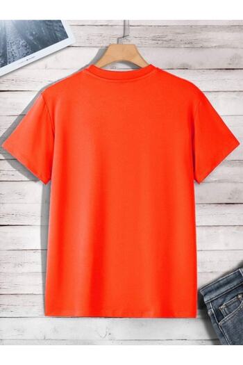 Josette Unisex Orange Benjamin Printed Crew Neck Cotton Oversize T-shirt