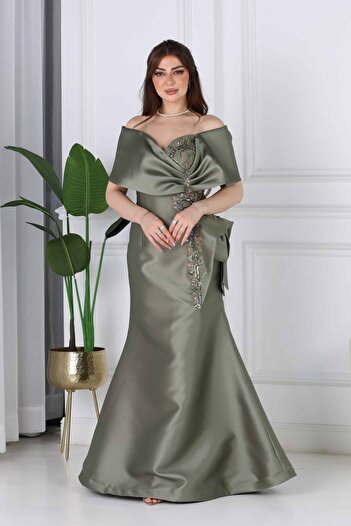 modern designer Long embroidered evening dress