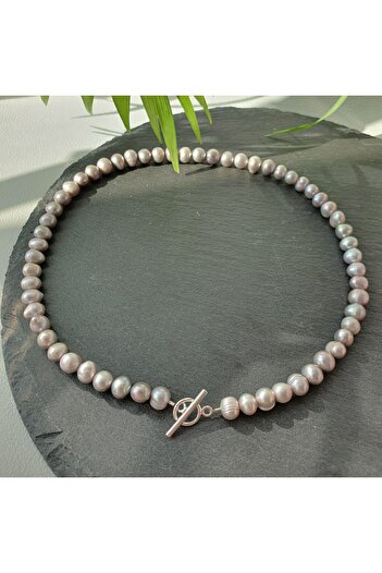 Abundo Colier "Simple Pearls" grey din perle de cultură și argint 925, 41 cm