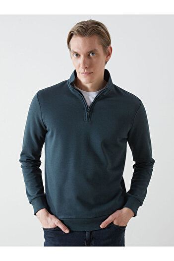 LC Waikiki Petrol Stand Collar Long Sleeve Men's Thick Sweatshirt