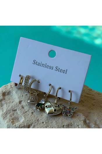 İNN JEWELLERY Steel Earrings Anti-Tarnish Anti-Allergic Butterfly Figure (2 Years Importor Warranty)