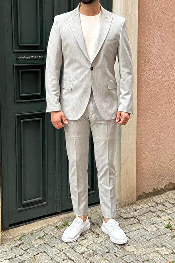 thesunfyre Men's Slim Fit Slim Fit Mono Collar Plain Classic Suit