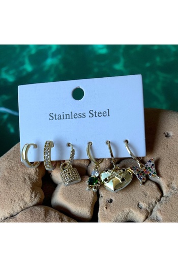 İNN JEWELLERY Steel Earrings Anti-Tarnish Antiallergic 6-Piece Figured (2 Years Importor Warranty)
