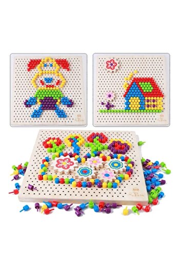 Picodino Wooden mosaic game with buttons Pixel Drawing, 257 pieces