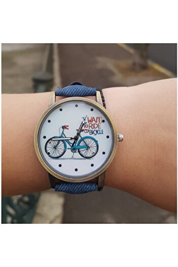 Skymag Ceas dama mesaj I want to ride my bicycle, curea piele ecologica, quartz