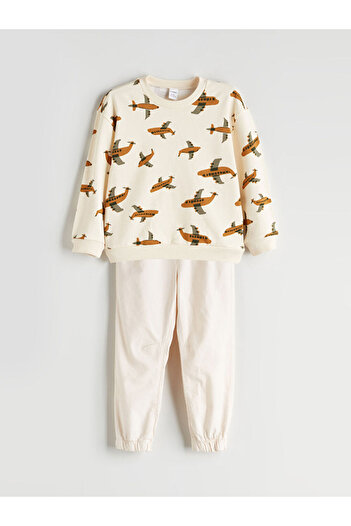 LC Waikiki Printed Boy's Sweatshirt and Trousers 2 Pack