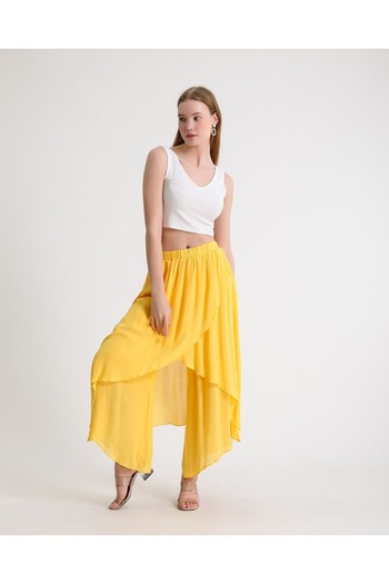 Hazinedan Women's Clamshell Women's Bohemian Shalwar Yellow Trousers