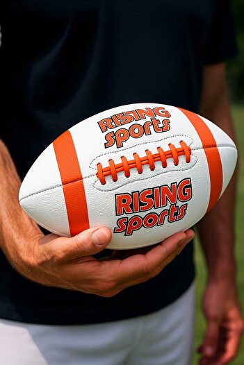TOYFEST White Colored American Football Ball 16 cm Diameter 400 Gr. Durable Training and Game Ball