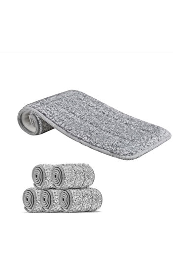Expres Set of 5 flat mop refills, Microfiber, High Absorption Power, Gray, Express