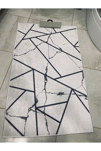 Home Water Repellent 2-Piece Bathroom Mat Set with Non-Slip Base, Stain-Resistant, Machine Washable, Gray Cream