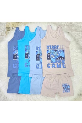 TatlıKids Boy's Printed Boxer Boxer Set 100% Cotton