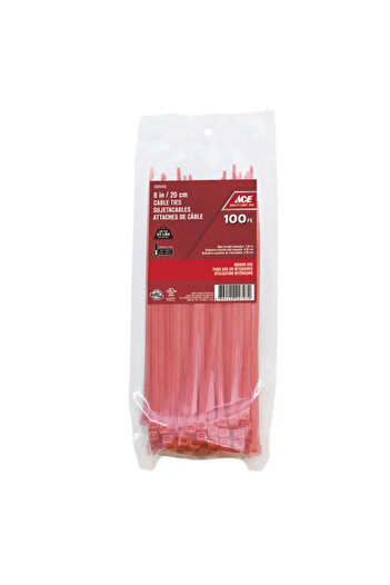 ACE Polypropylene Cable Tie Pack (20.31 cm, 100 Pc., Red)