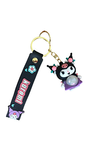 OEM Kuromi Type Keychain, LED Bulb, Black/Purple Color