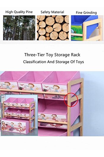 LIXADA Kids Toy Storage Organizer with 6 box, Toy Box and Storage Rack, for Living Room Bedroom