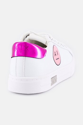 Armani Exchange Women Medium Brand Logo Lace Up Sneakers, White