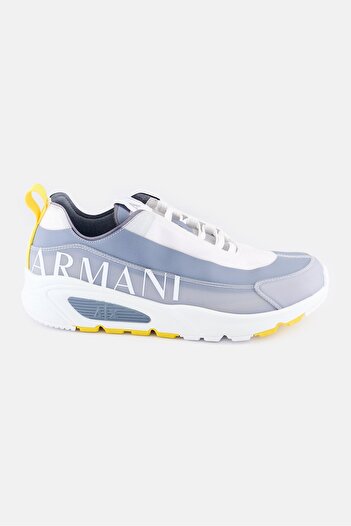 Armani Exchange Men Brand Logo Lace Up Sneakers Shoes, Grey