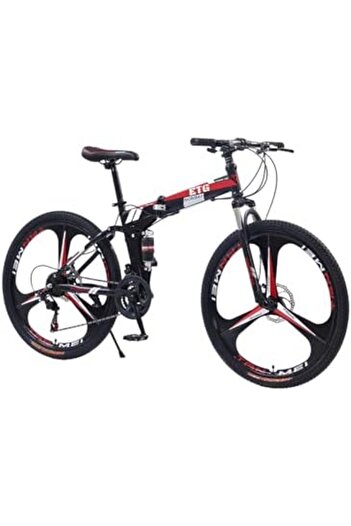 ETG 26 Inch 21 Speed Foldable Mountain Bike High Carbon Steel Frame Dual Disc Brakes Shock Absorption fo