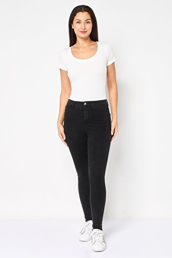 DeFacto Women Super Skinny Fit Solid Stretchable Jeans, Black