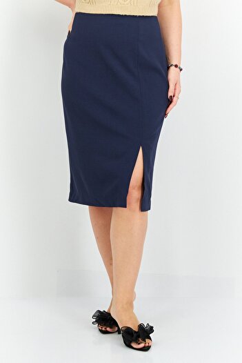 Tahari Women Solid Pencil Skirt, Navy