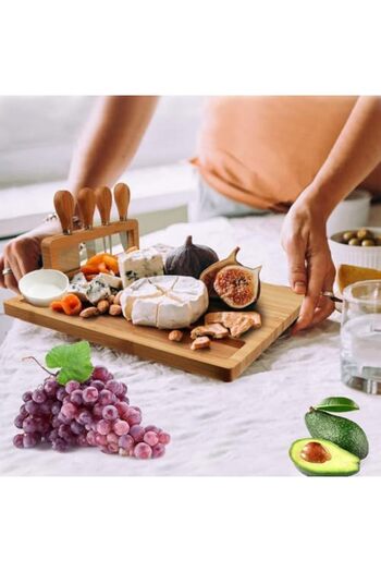 sharpdo Bamboo Cheese Cutting Board with Knives, 4 Pieces from
