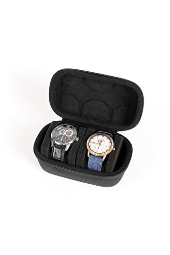 Choice 2 Slot Black 2/3/5 Slots Watch Travel Case,Hard Watch Roll, Travel Watch Organizer Case with Form-Fi