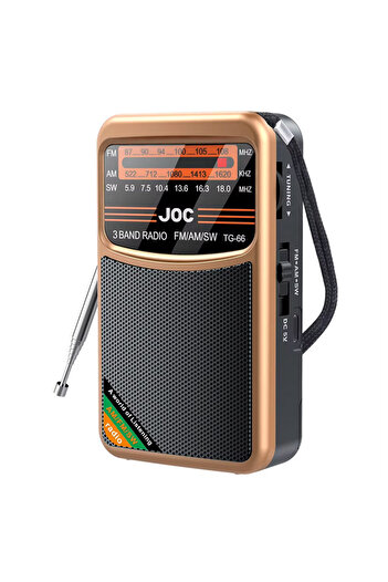 Vikefon TG66 Gold Battery Operated Radio FM AM SW Radio Built-in Speaker Pointer Pocket Radio Type-C Recharg