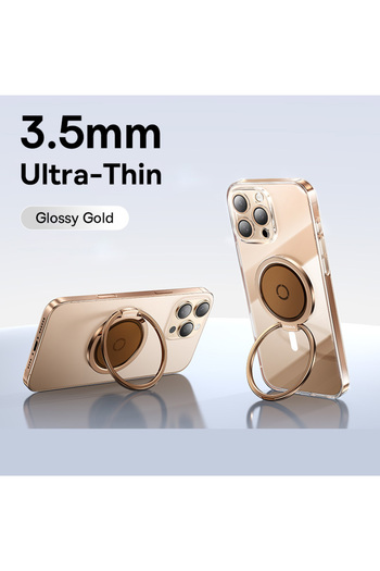 Baseus Glossy Gold Magnetic Phone Holder Finger Ring Buckle MagSafe Wireless Charging for iPhone 17