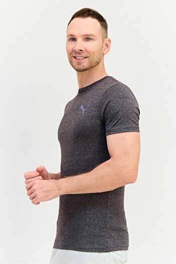 Puma Men Slim Fit Short Sleeve Outdoor T-Shirt, Dark Heather Grey