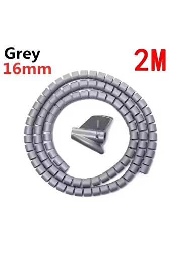 Choice 16Mmx2M Gray 2m Flexible Spiral Cable Wire Protector Cable Organizer Computer Cord Protective Tube C