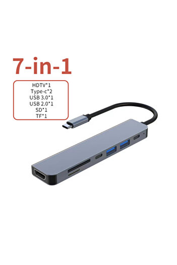 Choice 7-in-1 USB C Hub to 4K HDMI-Compatible USB 3.0 2.0 Type C PD Charging Dock for MacBook iPad Samsung
