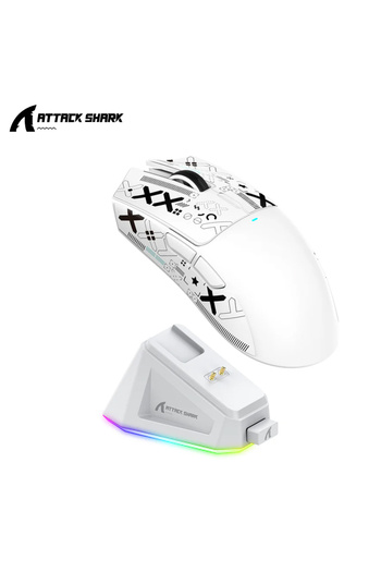 Choice ماوس ألعاب X11 أبيض X11 Attack Shark لاسلكي 1 كيلو هرتز PAW3311 Macro Magnetic RGB Docking Charger for