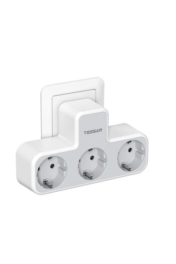 Choice European plug Gray 3 Outlet TESSAN Multiple Socket Power Strip with 3 Outlets, 3-In-1 European Plug