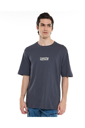 R&B Printed T-Shirt with Crew Neck and Short Sleeves