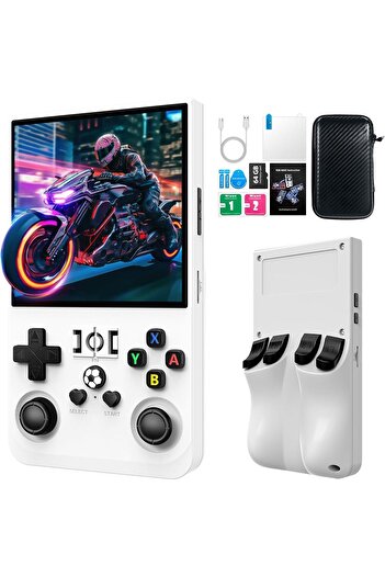 WDYQJE R36MAX Retro Handheld Game Console, 4.0-inch IPS, Linux, 4000mAh, 64GB, White