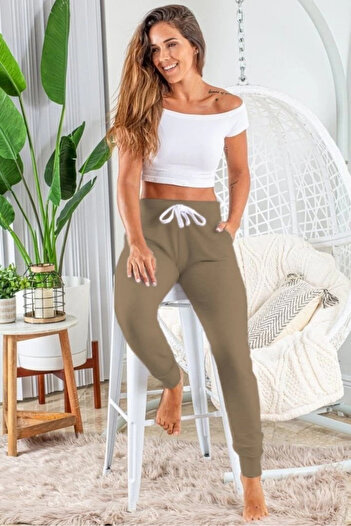 MetuCA Women's Short Sleeve Madonna Collar Viscose Crop Blouse Two Thread Tracksuit Set with Pockets