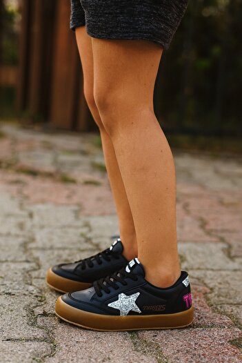 minibonito Sstar Beyaz Gümüş Kız Çocuk Cırtlı Bantlı Sneaker Spor Ayakkabı