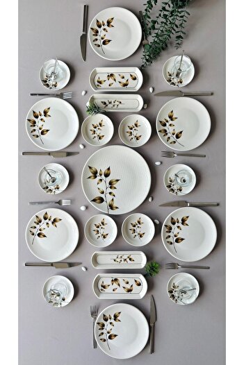 Yiğit Seramik Züccaciye Akasya 6-Person 21-Piece Breakfast Set