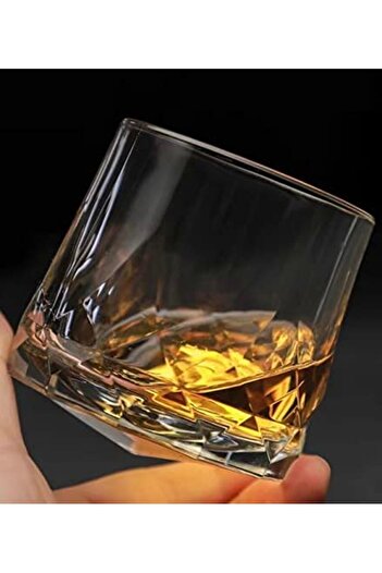 BLUE CORAL Whiskey Rock Glass 6-Pack 300ml Heavy Great Grip Spinning Wine Glasses Diamond Cut Top Be