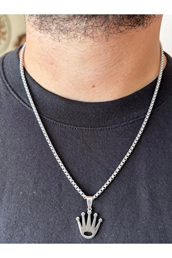 derokas King's Crown Full Steel Non-Tarnish Elegant Stylish Necklace