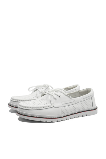 gallop Mocasini de damă Gallop, din piele albă perforată, stil Penny Loafer