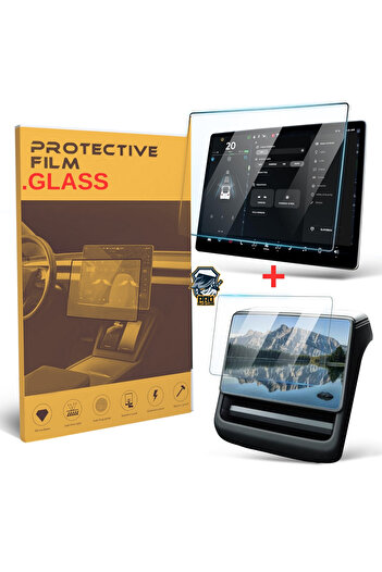 Lopard 2in1 for Tesla Model Y Juniper 2025 Anti-Fingerprint Hard Glass Screen Protector Front and Passenger Screen