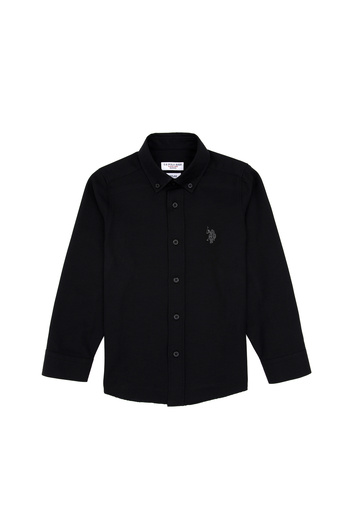 U.S. Polo Assn. Boy's Black Long Sleeve Basic Shirt 50316801-Vr046