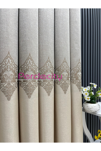 PERDECITY Zeus Cream Mink Mid Ottoman Pattern Board Backdrop Curtain 1X3 Frequently Pile [Single Wing]