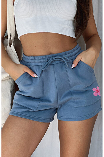 The Champ Clothing Women's Daily Comfortable Pocket Elastic Waist Summer Floral Patterned Shorts