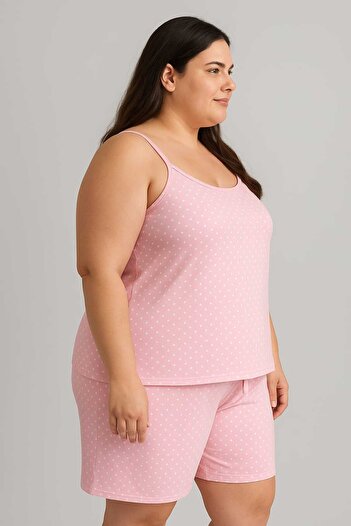 MODA Plus Size Battal Strap Shorts Suit / 2Xl-3Xl-4Xl
