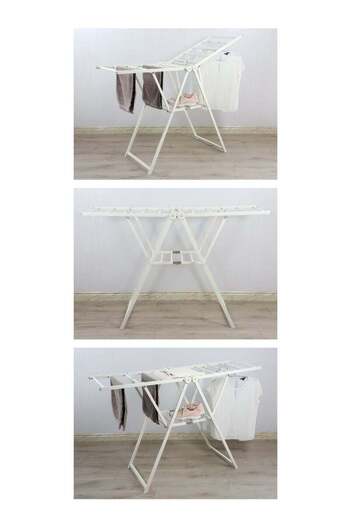 COOYA Folding Clothes Drying Rack Aluminum Alloy Clothes Airer Floor Standing Clothes Hanger Rod