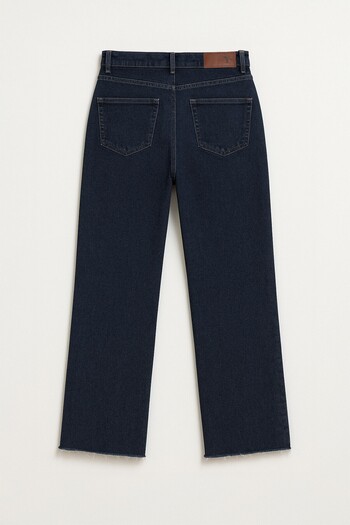 Bluewhite Women's High Waist Wide Cut Wide Leg Navy Blue Jean Trousers