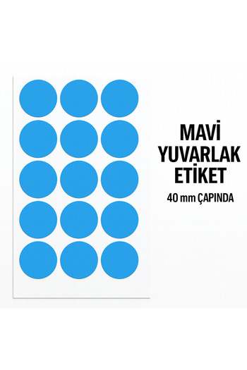 Kalite Barkod Round Sticker 40 mm Blue Color 300 Pieces Stickers